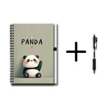 1 Set Cute Panda Spiral Notebook Set With Pen! 100 Pages (50 Sheets), Practical Inner Pages. Adorable Panda Pattern Cover With "PANDA" Text, Attractive And Eye-Catching. Suitable For Work Records, Study Notes, Diary Writing, And More. Great Gift For Graduation, Birthday, Daily Planning, And Memo. - D - View 4