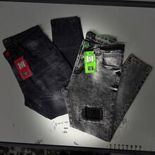 Men's Skinny Player Jeans With Elastane, Black And Gray With Distressed Effect, Rips And Paint Job, Basic Fit. - 灰色 - 查看 10