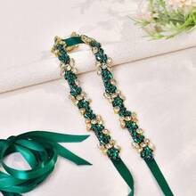 1 Thắt lưng dự tiệc cưới đính kim cương ngọc lục bảo lấp lánh, thắt lưng thời trang dự tiệc tối cho lễ hội Halloween và Giáng sinh. - Màu xanh lá cây đậm - Xem 1