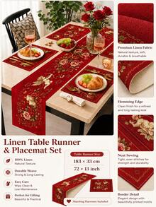 1/2/3/5/7pcs-Valentine's Day Red Table Runner, Romantic Cupid & Rose Print Decorative Table Runner, Wrinkle Resistant Fabric, Perfect For Romantic Dinner, Wedding Anniversary, Bridal Shower, Birthday Party, Kitchen Dining Room, Indoor Outdoor Home Holiday Decoration - Multicolor - View 2