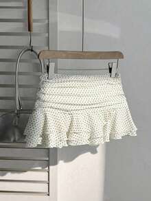 Summer Skirt – Short Cut, Ruffles At The Hem – Perfect For Holiday Or Beach Looks - Apricot 2 - View 7