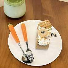 4pcs Carrot Ceramic Handle Portable Cutlery Set, Stainless Steel Chopsticks, Spoon, Fork, Box, Convenient For Students, Office, Outdoor - Orange - View 8