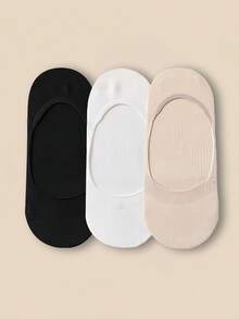 3/7 pares de calcetines invisibles de barco de unicolor para mujer, cómodos y versátiles, minimalistas antideslizantes, calcetines de unicolor adecuados para el uso diario en verano - Multicolor - Ver 11