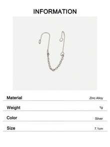 1pc Non-Pierced Double Nostril Nose Clip Chain Jewelry For Women Minimalist Metal Fake Nose Ring With Center Chain Punk Rock Y2K Street - Silver - View 7