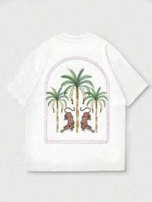 Zrgoth Men's Short Sleeve T-Shirt, Casual, Versatile, Minimalist Style, With Japanese Crane Print - 灰色 - 查看 5