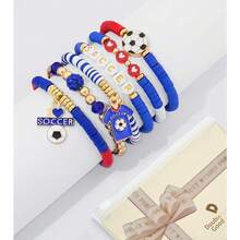 2026 World Soccer Cup Stretch Beaded Bracelets Soccer Gifts Football Charm Game Day Fan Bracelets Stackable Sports Jewelry For USA Mexico Canada Argentina Brazil Fans Gifts For Women Men - Yellow - View 6