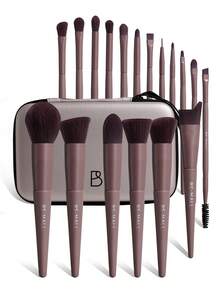 BS-MALL Luxury Coffee Brown Makeup Brush Set With Large Bag, Professional Full Face Cosmetic Tools For Foundation Blush & Eyeshadow, Premium Gift For Girlfriend - Coffee Brown - View 7