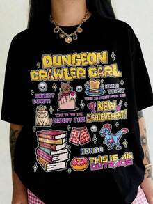 Artsadd Book Stamps Dungeon Crawler Carl Shirt, Fantasy Book Merch Reader, Top New,Graphic Tees,Fathers Day Gift,Graphic Tees Women,Summer Tops,Vacation Essentials,Oversized T Shirt Men,Graduation 2026,Funny T Shirts,Free Shipping,,Ropa De Gym Mujer,Dad Gifts,I Love My Boyfriend,Mexico Jersey,Gifts For Men,Father Day Gift,Argentina,Summer Essentials,Summer Outfits For Women,Shirts Graphic,Streetwear,Workout Tops Shirtfamily Matching Outfits,Oversized T Shirt,Ropa Deportiva,Travel Essentials For Women,Dodgers, Classic Solid Color Crew Neck Short Sleeve Unisex Daily Basic,Family Matching Outfits(2Y-4XL) - 黑色 - 查看 7