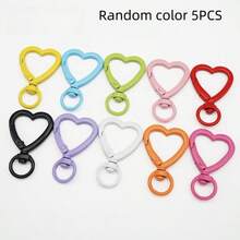 5 piezas Anillos de llave con broche de langosta en forma de corazón giratorio de colores, conector de resorte, hebilla de resorte en forma de corazón rojo pequeño, accesorios de joyería DIY, anillo abierto de corazón esmaltado para llavero, adecuado para bolsos, correas de perro, llaves, fabricación de joyería DIY - llavero de amor - Ver 9
