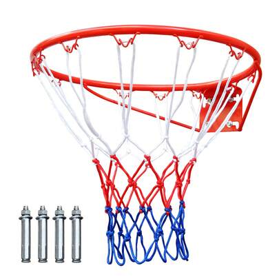 Basketball Rim Replacement 18" Steel Rim With Net, Easy To Install And Reliable Quality, Standard 18" Size, All-Weather Powder Coated Steel, For Indoor Outdoor Wall Mounted Backboard, Black
