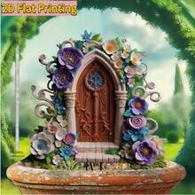 1pc 2D Flat, Fairy Door Acrylic Garden Sign, Artistic Floral Design, Vibrant Colors, Weather-Resistant Outdoor Decor For Lawn, Patio, Yard - No Battery Needed, Perfect Graduation Gift, Garden Decoration | Fairy Door Design | Durable Outdoor Art, Fairy Garden Accessory, 2D Flat - A - View 1