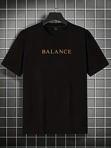 T-Shirt da Uomo a Maniche Corte, 100% Tessuto Puro, Stampata con Grafiche in Inglese - nero - Visualizzare 3