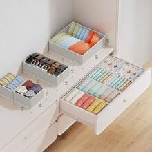 Organizador De Cajones De Ropa, Organizador De Almacenamiento De Armario De Tela Plegable, Divisores De Cajones De Tocador Para Ropa De Niños (Gris claro-18 Piezas) - Gris claro-18 Piezas - Ver 2