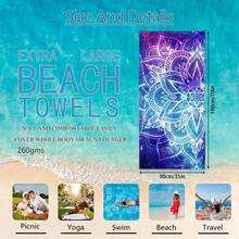 1 Stück Traumhafter Mandala Muster Lila & Blau Strandtuch, super weiche Mikrofaser extra große Stranddecke, hochabsorbierend, geeignet für Reisen, Schwimmbad, Tauchen, Surfen, Yoga, Camping, in verschiedenen Größen erhältlich, Strandaccessoires - Mandala-Muster - Übersicht 28