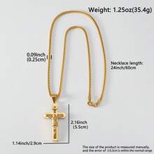 Dây chuyền mặt dây chuyền hình Chúa Giê-su 3D bằng thép không gỉ mạ vàng 18K, kiểu dáng hip-hop, thích hợp đeo hàng ngày cho nam giới. - Đen và vàng - Xem 6
