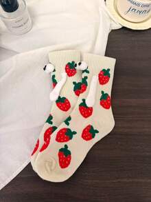 1/3 pares de calcetines de media pantorrilla con estampado de dibujos animados lindos y sujeción magnética, calcetines unisex adecuados para la vida diaria, el hogar, a juego en pareja, calcetines creativos y divertidos - Multicolor - Ver 8