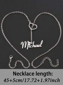 1pc Customized Women's Fashion Y-Shaped Necklace Cute Heart + Personalized English Name Pendant Suitable For Daily Wear, Holiday Celebration, Wedding Banquet, Graduation Ceremony, Anniversary Celebration And Other Customized Women's Gifts, Personalized Name Necklace, Personalized Birthday Gift - Multicolor 3 - View 5