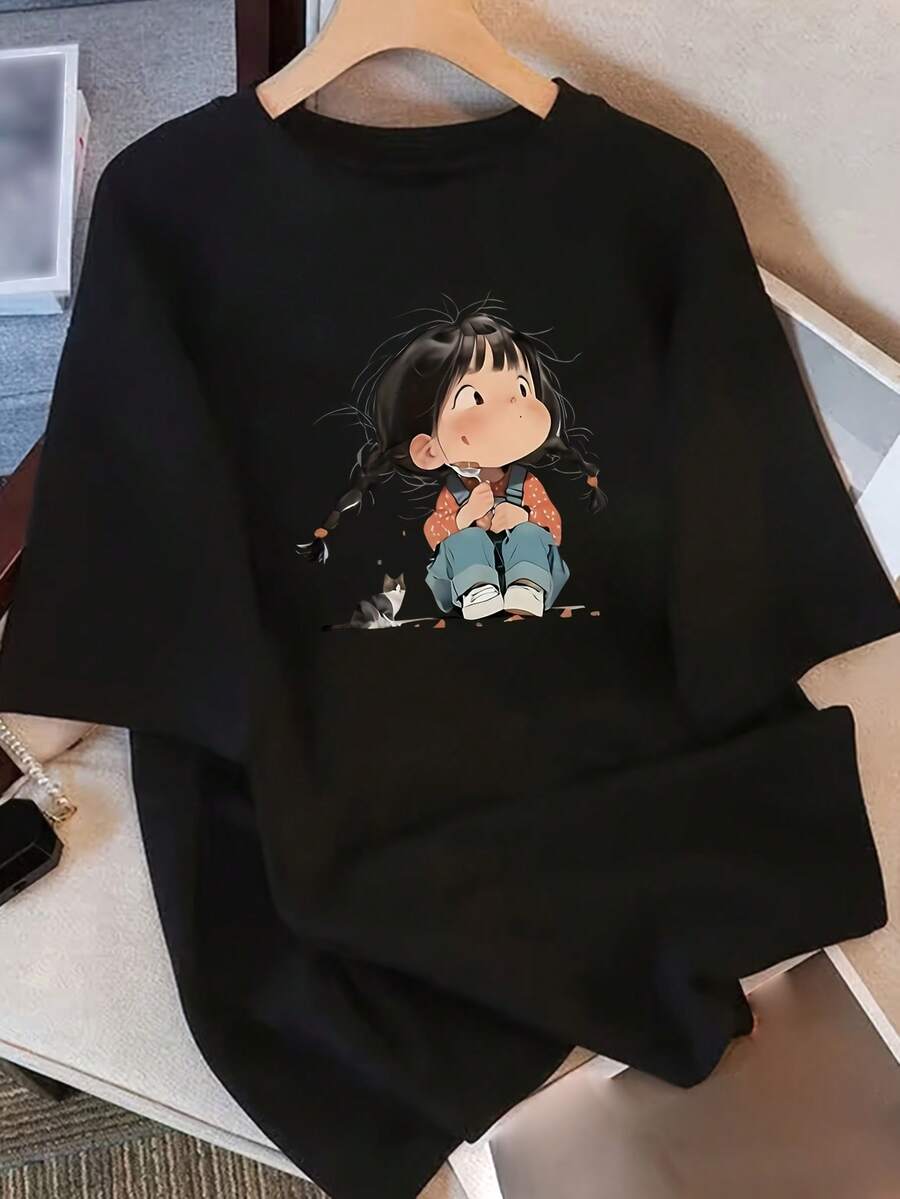 Camiseta de manga corta 2026 100 % algodón, estampada a doble cara, con cuello redondo y el estampado de cerveza 'The Situation Is', corte regular y ligeramente elástica para mayor comodidad diaria. - Svart - Visa 1