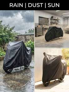 1pc Heavy Duty EVA Motorcycle/Bicycle Dust Cover - Waterproof, UV Resistant, Snowproof, Fits Most Models, Black, Outdoor Vehicle Protection, Stylish Motorcycle Cover, UV Blocking - Multicolor - View 5
