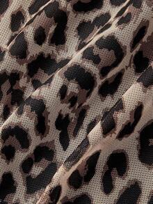 MOD Minifalda con volantes y estampado de leopardo de moda para mujer, verano - Marrón Mocha - Ver 4