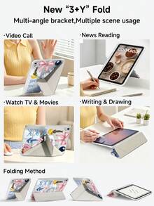 芭蕾舞女孩、酒杯、豹纹、拼布图案保护套，兼容 iPad Air 8(M4)2026(11 英寸)、Air 4/5 10.9 英寸、7/8/9 代 10.2 英寸，内置笔槽，兼容三星 Tab S6 10.4 英寸，兼容 Kindle 第 11 代(2022/2024)、Kindle Clara 2E、Clara Colour、Clara BW (6 英寸) 和 Libra Colour (7 英寸)，可爱少女风时尚设计，平板电脑桌面装饰，生日和节日礼物。 - 彩色 - 查看 4