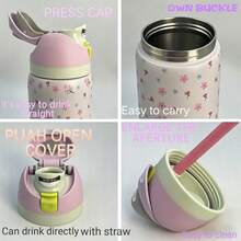 OwaIa Light Pink Floral Pattern Large Capacity Stainless Steel Water Bottle,32oz/945ml,With A Straw,Exquisite Appearance,Keeps Drinks Hot Or Cold,Can Hold Iced Drinks And Water,Suitable For Leisure,Work,Sports,Indoors And Outdoors,Suitable For Students And Office Workers,As A Gift - 淺粉色 - 查看 5