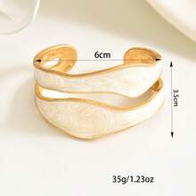1pc Elegant French Lace White Enamel Bangle, Suitable For Daily Wear - White - View 5