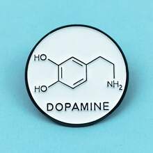 Dopamine Science Brooch – Minimal Chemical Structure Enamel Pin For Bag & Jacket Accessories - Multicolor - View 1