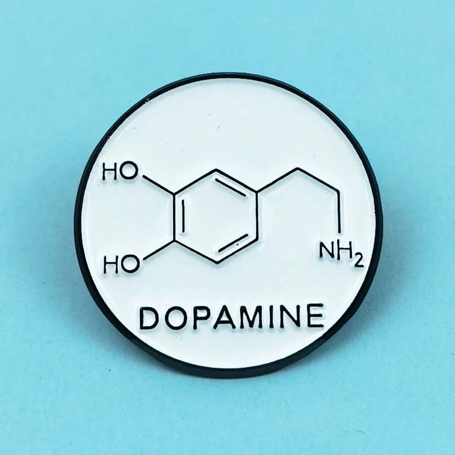 Dopamine Science Brooch – Minimal Chemical Structure Enamel Pin For Bag & Jacket Accessories - Multicolor - View 1