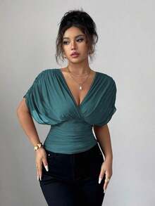 Elenzya Women's Blouse With Bell Sleeves, Gathered Shoulders, Drawstring Waist And Ruffled Hem, Stretch Mesh With Knit Lining, Elegant For Vacation, Beach, Travel And Casual Wear, In Romantic French Style - 白色 - 查看 7