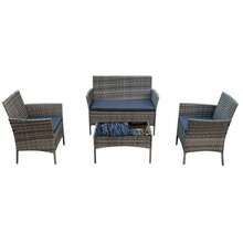 4 Seater Garden Rattan Furniture Table Chairs Sofa Wicker Outdoor Patio Set - Mixed Grey With Dark Grey Cushions - View 12