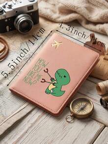 1pc Cute Cartoon Dinosaur Passport Cover, Travel Passport Holder, Suitable For Travel, Vacation, Birthday, Anniversary Gift, With Card Slots And ID Holder, Fashion Gift For Men And Women, Outdoor Travel Accessories, Cruise Essential, Available In Yellow, Black, Blue, Pink, Red, White - Multicolor - View 7