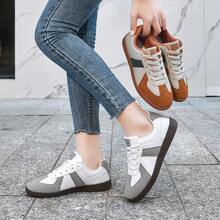 Zapatos casuales unisex, talla 36-45, zapatos casuales de mujer y zapatos deportivos de hombre, zapatos planos de suela blanda con cordones, zapatos cómodos y livianos de hombre para uso diario, de corte bajo,,,,,Nuevas zapatillas de entrenamiento alemanas para mujer, primavera 2026, zapatillas retro versátiles estilo , zapatillas deportivas blancas de suela gruesa, zapatillas casuales, zapatillas para hombre. - 152 Gris Naranja - Ver 6