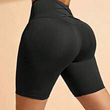 guangzhougaolangshangmao Menodora  Sport Pantalones cortos deportivos negros con cintura ancha y espalda cruzada - Negro01 - Ver 2