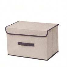 1pc High-Grade Foldable Fabric Storage Box, Dustproof Wardrobe Organizer Box, Large Capacity Linen Storage Container With Lid, Bedroom Home Use Space Saver For Clothes & Toys - Light Grey - View 13