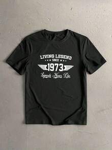 Men's Casual Short Sleeve Crew Neck Letter Print T-Shirt, Slim Fit | Exquisite Design | Loose And Comfortable | Easy To Match | - Black - View 1