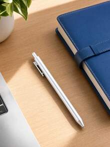 12pcs/6pcs/1pc Luxury Silver Ballpoint Pens Bulk Retractable Black Ink Medium Point,Smooth Writing Pens For Wedding Bridal Shower Business Office, Diary & Gifts,Guest Favors(Plastic Material) - B - View 4