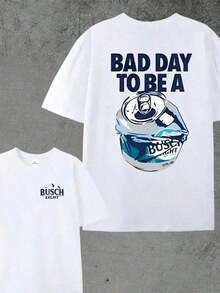 Herrenbekleidung; Sommer-Oberteile; Doppelseitige Oberteile für Damen; BAD DAY TO BE A BUSCH LIGHT; Bedrucktes Kurzarm-T-Shirt; Lässige Rundhals-T-Shirts; T-Shirt im amerikanischen Streetwear-Stil; Sommer-Outfits aus reiner Baumwolle; QYNB Herren-Sommer-Set - Weiss - Übersicht 12