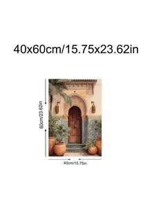1 Stück Poster mit grüner Tür in Mallorca, abstrakte Boho-Kunst mit türkisfarbener Tür & Orangenbäumen, Festivalgeschenk, geeignet für Schlafzimmer, Wohnzimmer, Küche, Wandkunst, Wanddekoration, Heimdekoration, Raumdekoration, Leinwandwandkunst, Poster, Wandkunst mit Rahmen, optionaler Rahmen - 1 Stück - Übersicht 12