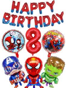 Marvel-Themed Balloons - Birthday Happy Letter Set With Numbers 1-9 - Cartoon-Shaped Spider-Man Aluminum Foil Film Balloons, Spider-Man Aluminum Foil Film Birthday Party Decoration Balloons, Decorations For Various Holiday Parties And Gatherings, Spider-Man Superhero Children's Party Decorations, Festival Parties, Family Gatherings, Etc., Indoor Christmas Decoration - Multiple Styles - View 15