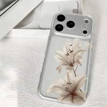 1 Stück minimalistische weiße Lilien-Blumen-TPU-Stoßfeste Vollabdeckung Handyhülle, kompatibel mit Apple 17, 16, 15, 14, 13, 12, 11 Pro Max, Air und Serie - Verschiedenfarbig - View 4