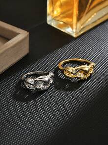 Kupfer-Inlay-Ring mit kubischem Zirkonia, einzigartigem Tränen- und geometrischem Waben-Design, exquisiter und eleganter Stil. Ein perfektes Geschenk für Freunde oder Freundinnen, die einen sanften Luxus-Look lieben, oder eine kleine Belohnung für sich selbst. Geeignet für den täglichen Gebrauch, wird nicht ungenutzt bleiben. - Tropfenform - Übersicht 4