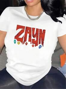 Casual Short-Sleeved T-Shirt, Suitable For Lounging At Home Or Dining Out. Made From Durable, Easy-To-Wear, And Comfortable Fabric, It Features Eye-Catching Graphic Designs And Shimmering Details, Making It Perfect For Everyday Wear. It Can Also Be Paired With Elegant Party Outfits, Stylish T-Shirts, Blouses For Curvy Women, Prom Skirts, Or Casual Wear. - 白色 - 查看 7