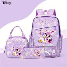 Disney Minnie & Daisy Cartoon Characters Heart Light Purple Print Backpack 3 Pieces Set, With Insulated Insulated Bagand Stationery Pencil Pouch, Suitable For Daily Organization, Work And Study Multi-Purpose Backpack - Color 1 - View 2