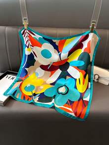 Women's Large Square Satin Scarf 90x90 Elegant Fashion Bandana For Hair And Neck - L26-Azul - 查看 2