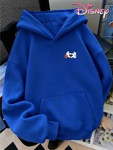 Disney Women's Loose-Fitting Hooded Sweatshirt With Castle And Mickey Mouse Family Print Design On The Front And Back. 2026 Travel-Themed Style, Casual, Comfortable, And Versatile, Suitable For Amusement Parks And Outings. - Màu xanh lam - Xem 4