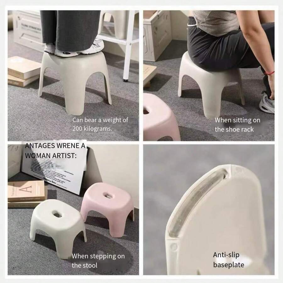 1 chiếc ghế đẩu nhựa, ghế đẩu gia dụng dày dặn dùng cho phòng khách, bàn trà, phòng tắm, bàn trang điểm. - Nhiều màu - Xem 1