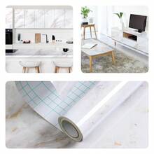 1 Roll Self-Adhesive Marble Vinyl Wallpaper, Washable, Stain-Resistant, Removable Wall Sticker, Suitable For Kitchen, Bathroom And Hotel Decoration, Durable Kitchen Wallpaper 40CM*100/300/500CM - Purple - View 3