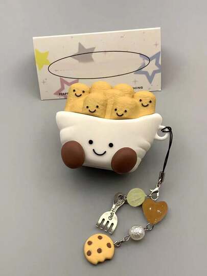 1个可爱鱼薯造型保护套，趣味卡通硅胶防摔防刮保护套，适用于 1/2/3/4、Pro/Pro 2，非常适合日常使用、旅行和户外活动（不含耳机）