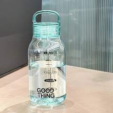 1pc Brown Transparent Scale Water Bottle, Plastic Drinking Cup With Handle Lid, Portable Leak-Proof Water Bottle, Suitable For Back To School, Fitness And Outdoor Activities - Multicolor - View 8